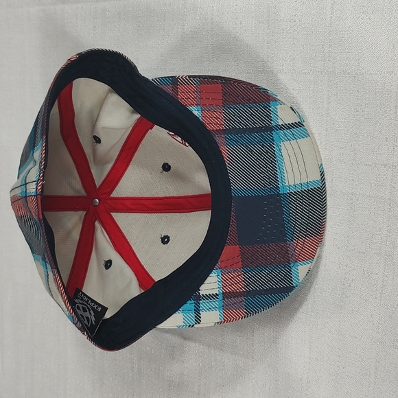 Explicit Size Small/Medium Ball Cap Blue Red White Plaid Hat - Picture 3 of 5
